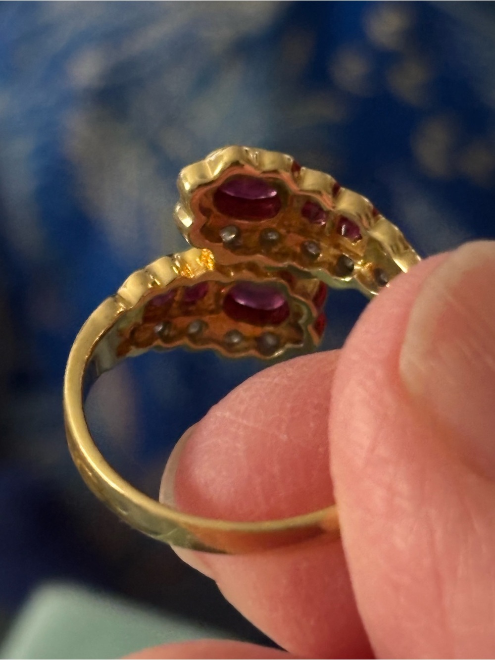 18K Gorgeous Ruby Ring With Diamonds Accents Vintage Ring 6.5 - Picture 4 of 7